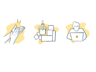 One clap away from building an application. build cards clap clapping development home homepage icons icons design illustraion module outline illustration