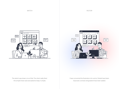 Illustration for an IT company  | From sketch to vector