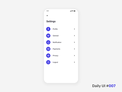 Daily UI #007 Settings daily 100 challenge dailyui dailyuichallenge design interface minimalist mobileappdesign product settings ui uidesign uiux user experience