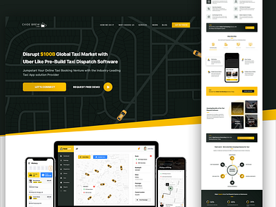 Taxi App Solution Landing Page booking cab design iconography landing page design landingpage ride sharing taxi taxi booking web