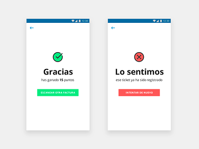 Mensajes de éxito y error app design mobile modal product ui ux