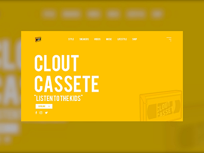 Clout Cassete UI Design adobe xd branding design flat minimal ui web