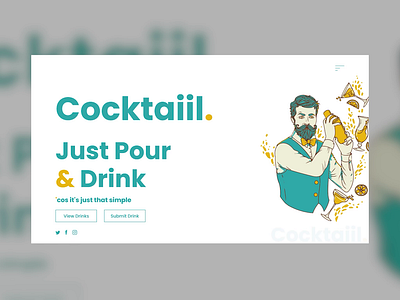 Cocktaiil Website UI Design & Prototype adobexd branding design flat minimal ui