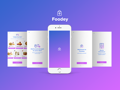 Foodey app simple onboarding screens adobexd branding design flat logo minimal onboarding screen onboarding ui ui vector