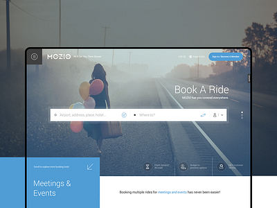 Mozio - Landing Page booking branding design homepage