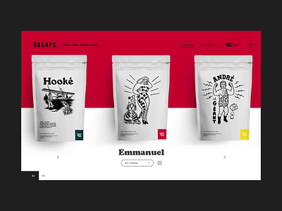 Escape Coffee | Online Shop animation coffee coffee shop design flinto illustration mirco interaction typography web