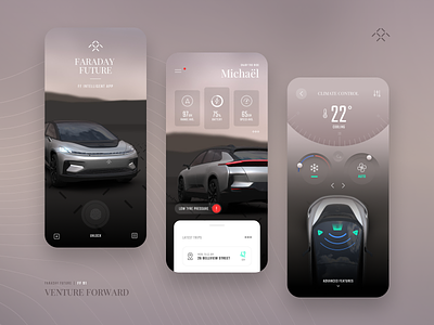 Daily UI Challenge: Faraday Future Intelligent App app branding climate control design electric car faraday future montreal ui