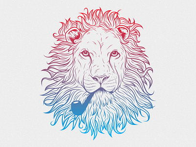 Lionize Me! animal beard deonic illustration lion pipe smoking t shirt vector wild