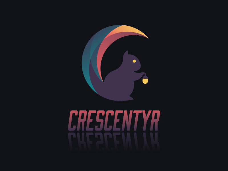 Crescentyr Logo - Dark moon crescent squirrel animal icon logo game crescentyr