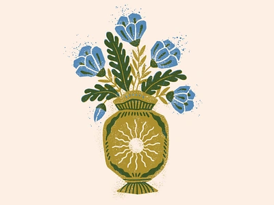 Vintage vase branding design floral illustration graphic design illustration photoshop illustration screen print vector vintage design vintage illustration