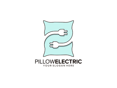 pillow electric logo design app business business cards design electric flat illustration logo pillow technology vector