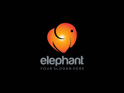 abstract love elephant animal app business design elephant flat icon identity illustration logo vector