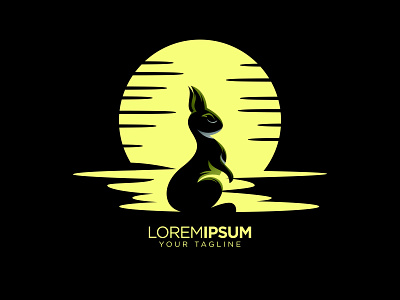 rabbit moon animal business clean design illustration logo moon vector