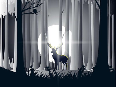 Deer In Night animal animation background deer design forest logo moon night vector