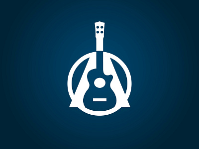 Acoustic guitar app clean design icon illustration logo vector
