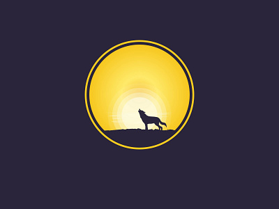 lone-wolf animal design illustration logo sunset vector