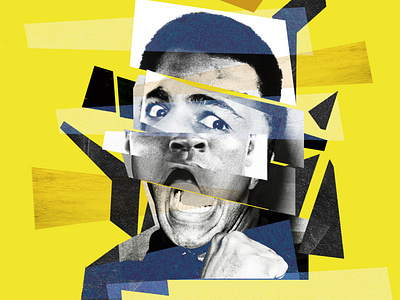 MUHAMMED ALI ali boxer boxing champion collage collageart cutandpaste design flat graphics illustration muhammad ali music app retro typography winner