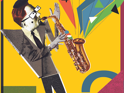 Sidewinder collage cool design illustration jazz modernist musician retro saxophone typography