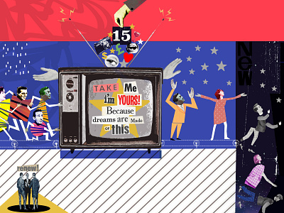 TV Stars collage design dreams gameshow illustration participants realitytv retro tv typography