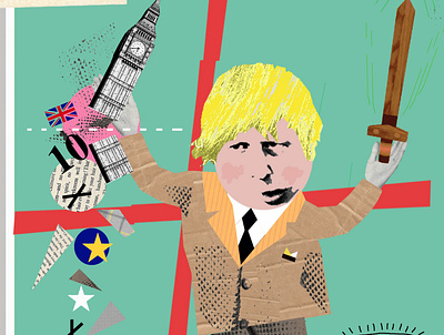 England s Dreaming boris collage collageart cutandpaste design design art flat illustration johnson parliament retro typography