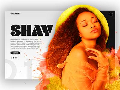 Shay Lia artist blackandwhite gold graphicdesign hiphop music rb student work ui userinterface webdesign