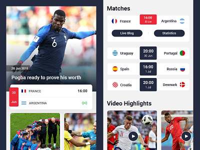 World Cup App Redesign football interface redesign ui world cup