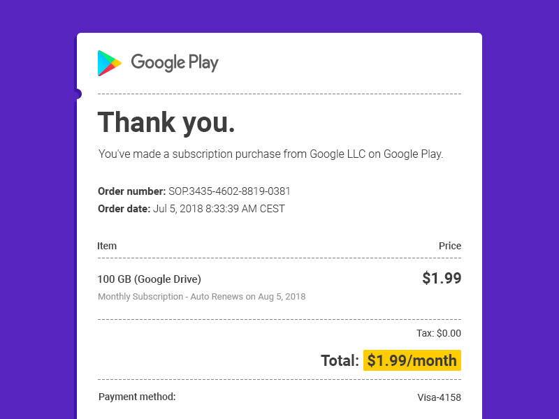 Dribbble - google-play-invoice.jpg by Petar Cirkovic