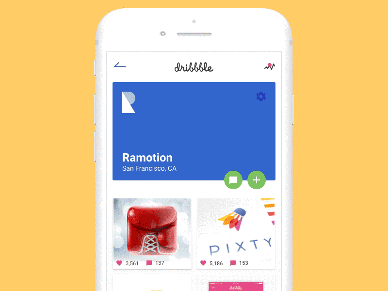 Dribbble App Interaction by Petar Cirkovic on Dribbble