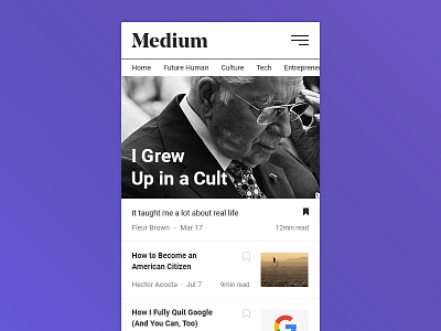 Medium App Redesign app medium redesign simple