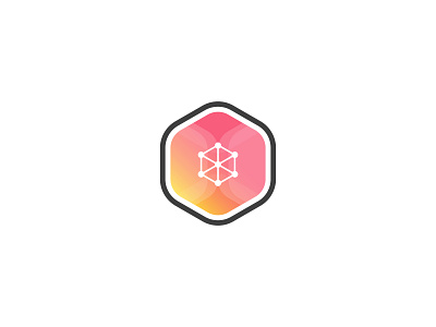 Hexagon concept connection gradient hexagon logo sticker sticker design