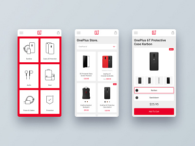 OnePlus Store app clean concept figma flat icons interface mobile oneplus red responsive store app ui ui ux