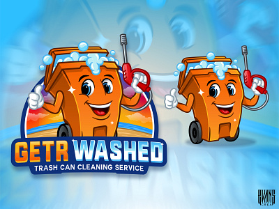Mascot/Logo GETR WASHED adobe illustrator beach california character design cleaning logo logotoons mascot design service trash trashcan vector washed washed out water