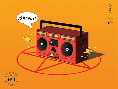 Day 6(66) - 31 Days of Skulls 31daysofskulls boombox challenge halloween lines music october pentagram skull vector