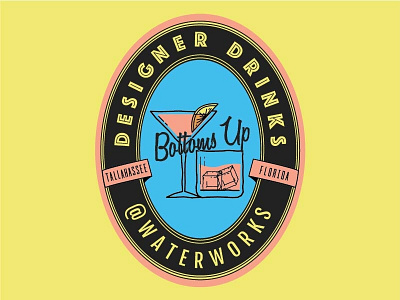 Designer Drinks! alcohol badge bottoms up designers drink drinks meetup tallahassee vector