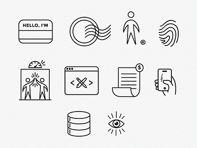 Some Icons business eye figure hand icon set icons lines tech ui vector