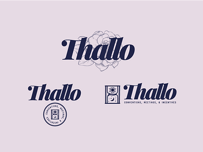 Thallo Events branding events floral flower hourglass lockup logo type typography