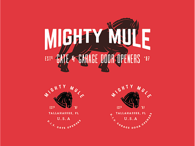 Mighty Mule Brand Specimen access badge branding garage door gates logo