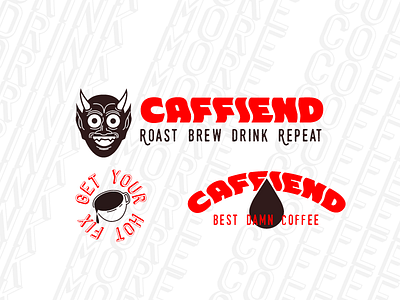 Caffiend - Mock Brand branding coffee cup devil drop illustration typography