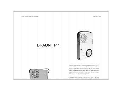Dieter Rams | Braun TP 1 Concept blackandwhite clean concept design graphic design grid inspiration layout minimal minimalism typography ui uiux ux web whitespace