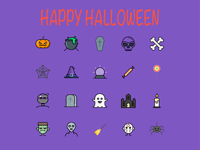 Happy Halloween button design filled line halloween icon icon app icon pack iconography icons set symbol ui ux web