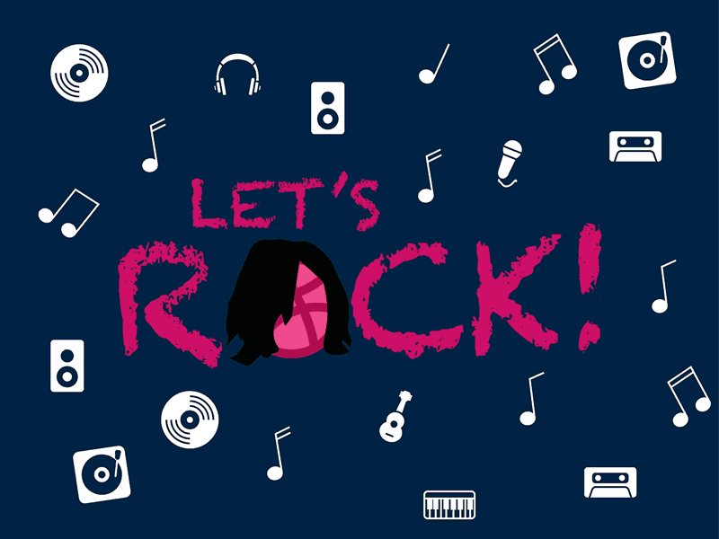 Let's Rock hello dribbble invitation lets rock