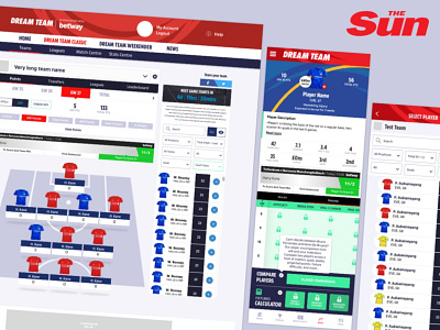 Dream Team - Premier League (UK) design invision sketch app ui ui design web