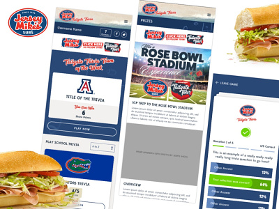 Jersey Mikes - Trivia design invision sketch app ui ui design web