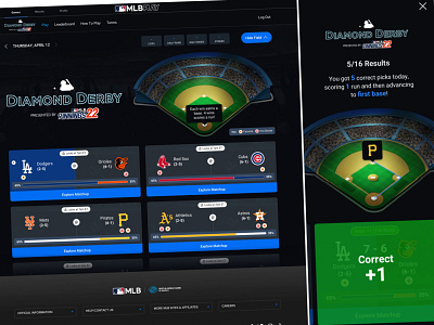 MLB - Diamond Derby - Pick'Em design invision sketch app ui ui design