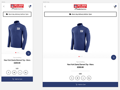 (Design idea of mine) for the UK NFL Store flinto invision ui