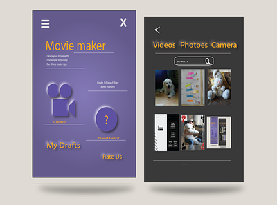 Movie maker mobile app buttons design mobile apps movie app purple design ui ui elements uidesign web