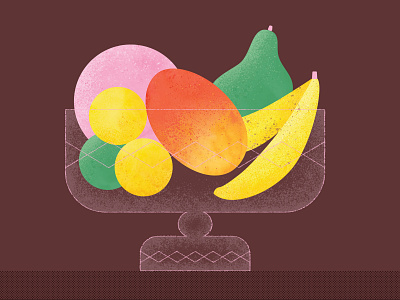 Fruit Bowl Illustration bowl glass mango still life yellow