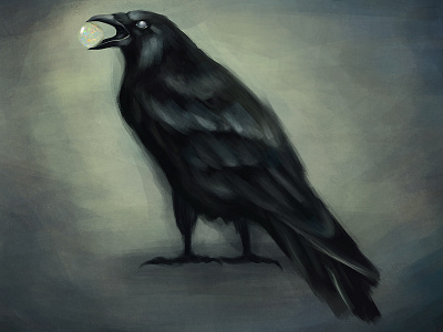 Crow and opal animal art brushpen crow digital art digitalart illustration illustration art photoshop wacom