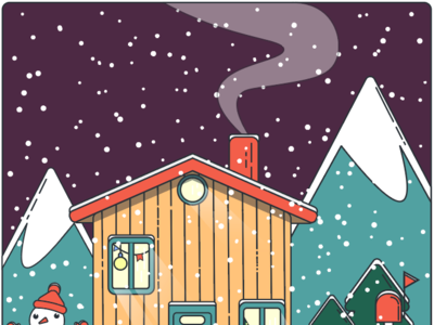 The Cabin in The Mountains adobe illustration adobe illustrator cabin christmas card design graphic design illustration mountains snow vector