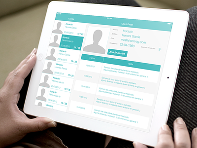Training Sessions Manager iPad app ipad mockup tableview ui